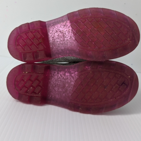 Girls Sparkle Rain Combat Style Boots with pink Laces - Sz. 11-12 - Picture 8 of 8